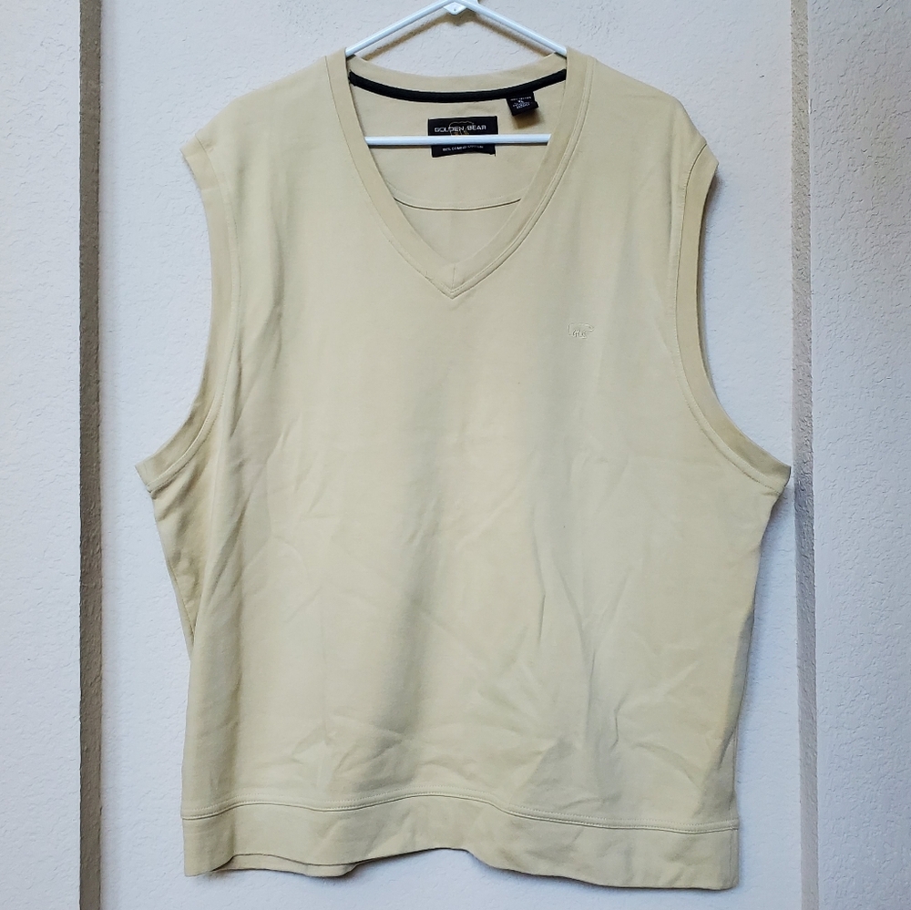 Golden Bear Light Tan V-Neck Sleeveless Vest.  Size XL